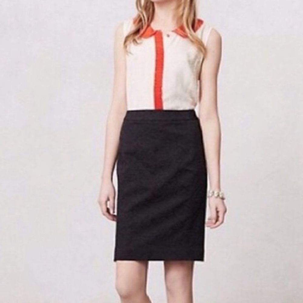 Anthropologie Vanessa Virginia Floral Brocade Skirt in Black